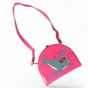 Sea World Dolly Dolphin Vintage 1988 80s Little Girls Pink Purse Tote Case